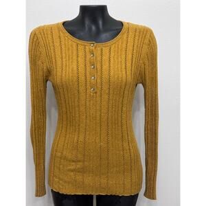 Sundance Ribbed Henley Sweater Sz S Pullover Open Weave Boho Acadamia Festival